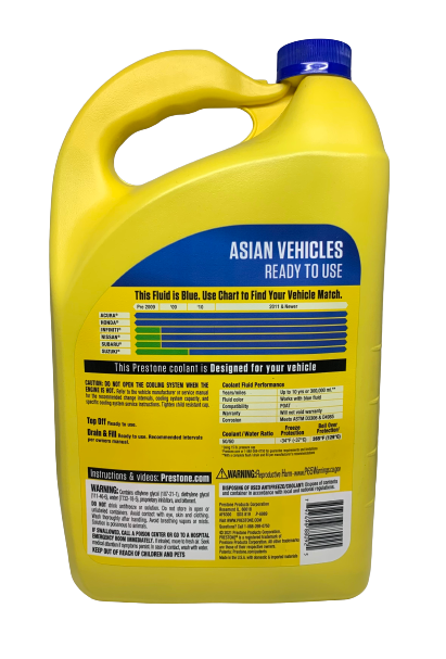 Anticongelante y Refrigerante Al 50% para Vehiculos Asiáticos (Color Azul) 1gal